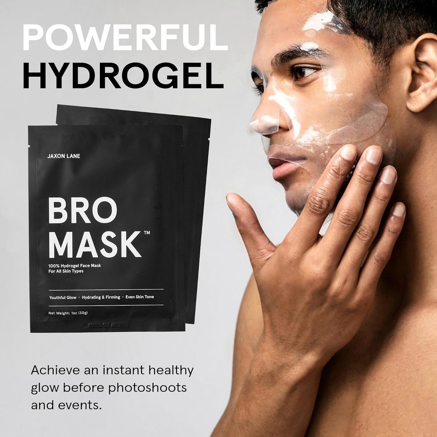 JAXON LANE Bro Mask top-half-application demonstrates beard-friendly fit for precise coverage.