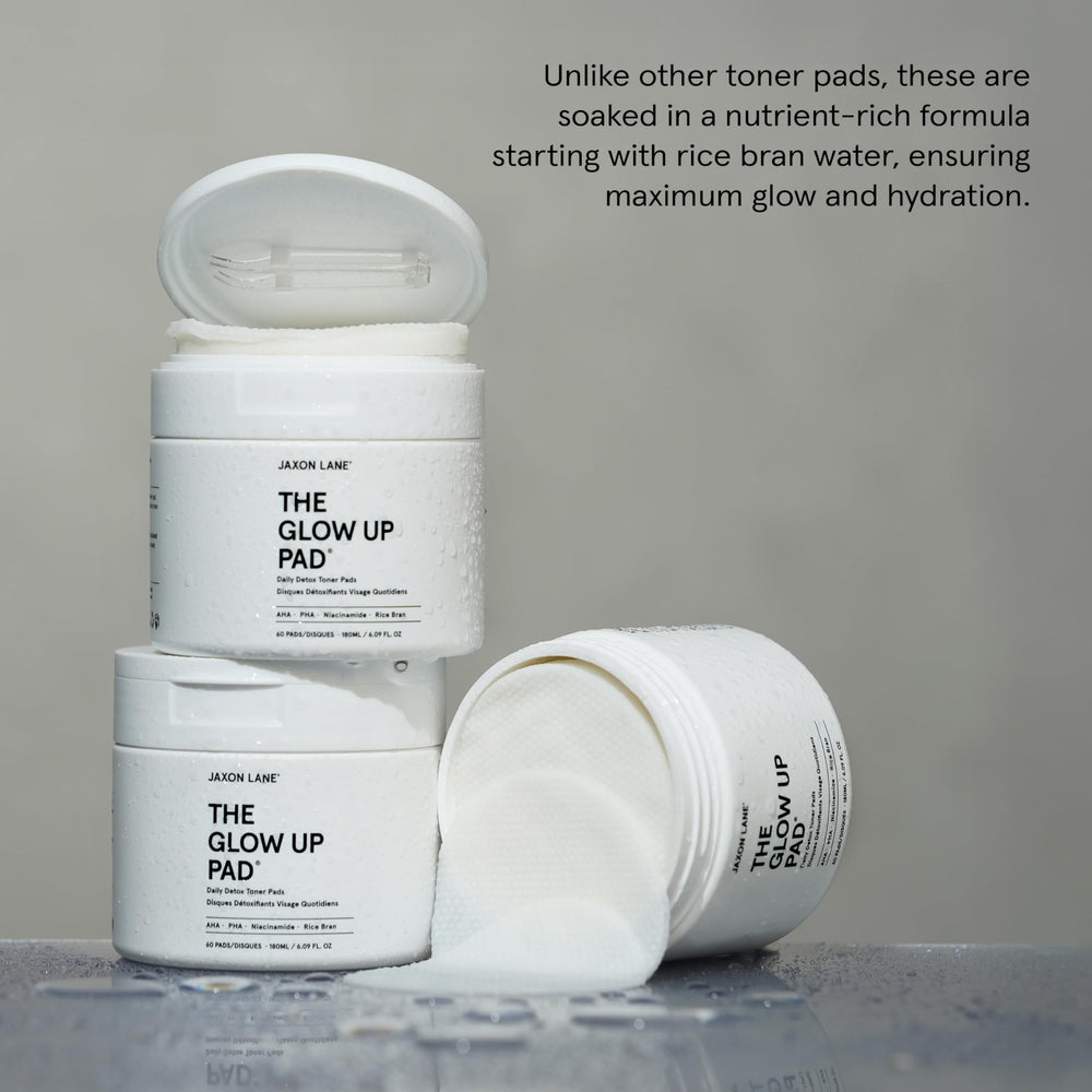 Portable JAXON LANE toner pads for post-workout skin refresh on the go.