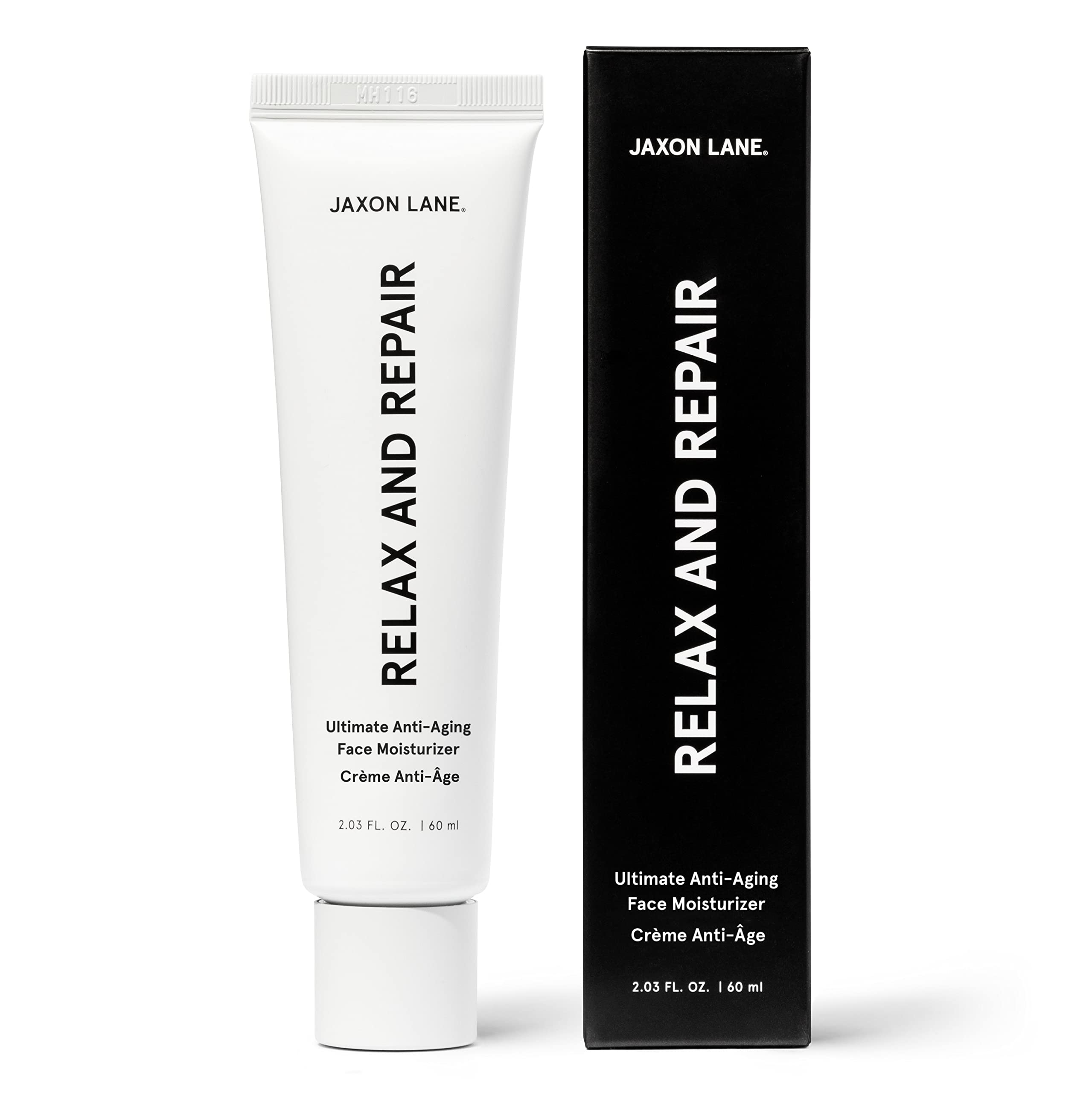 JAXON LANE Relax and Repair bottle closeup for anti-aging hydration.