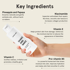 JAXON LANE Shake and Wake enzyme powder texture closeup emphasizes enzyme exfoliation.