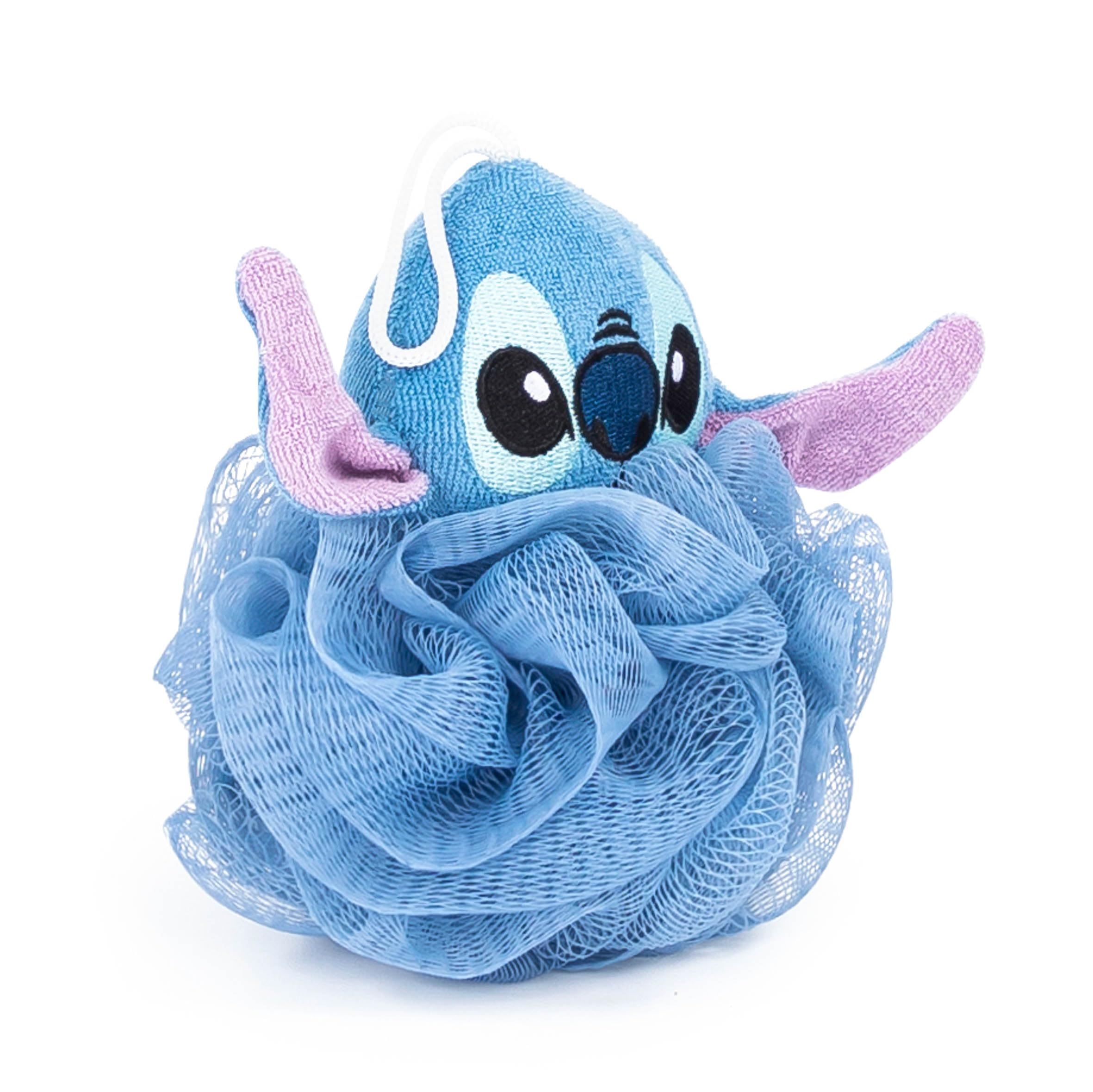 Jay Franco Disney Lilo Stitch loofah 6-inch hanging strap for easy storage.