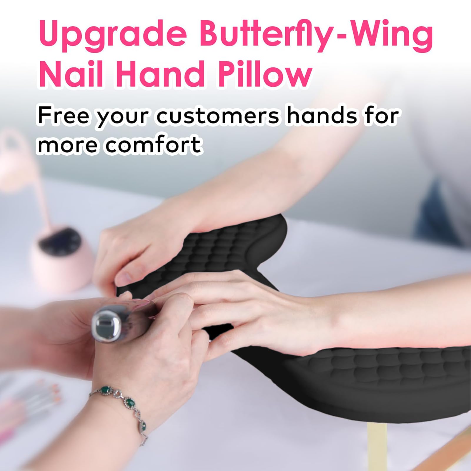 Jazalz Arm Rest anti-slip pattern keeps pad secure during nail work.