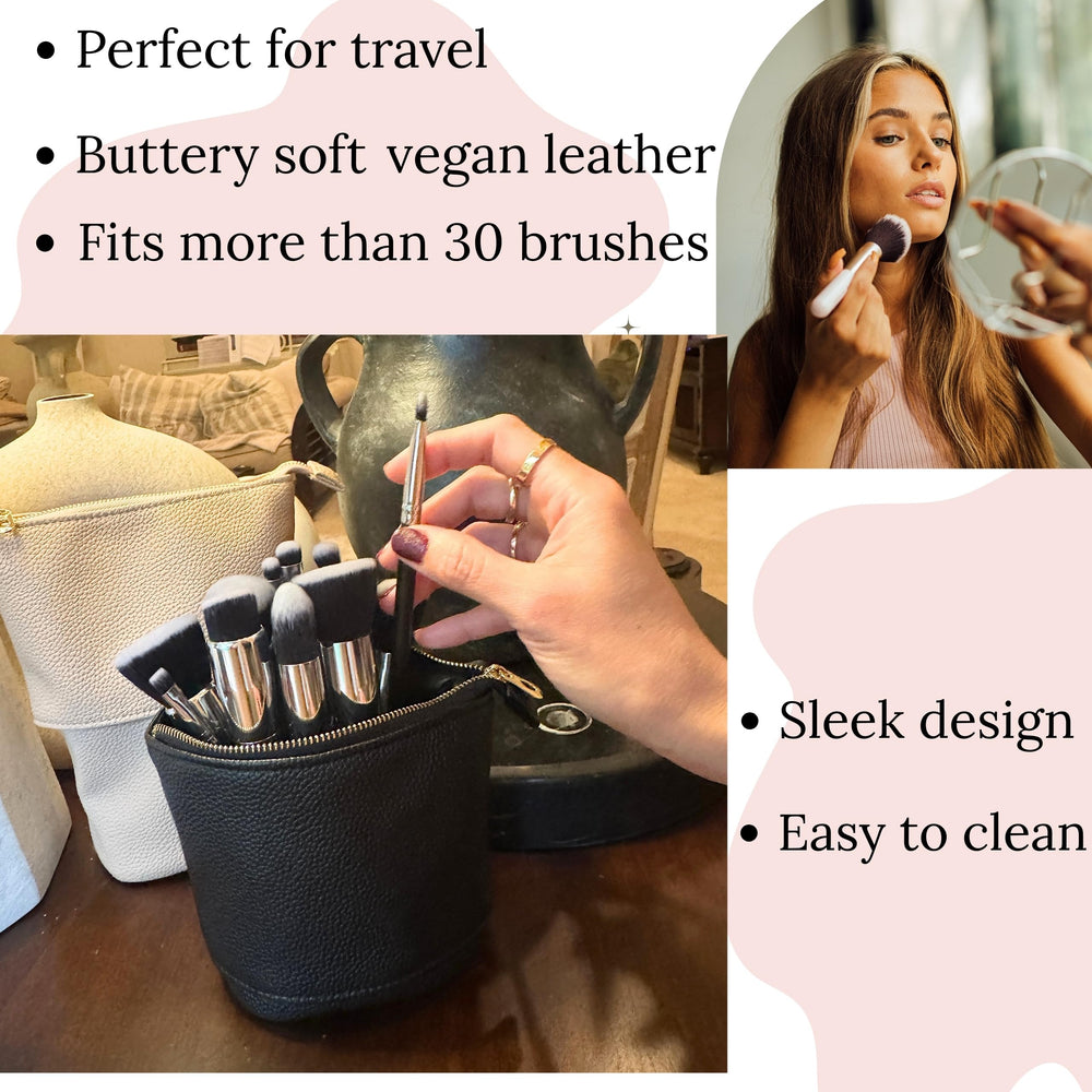 JAZD stylish black travel makeup bag complements any bag