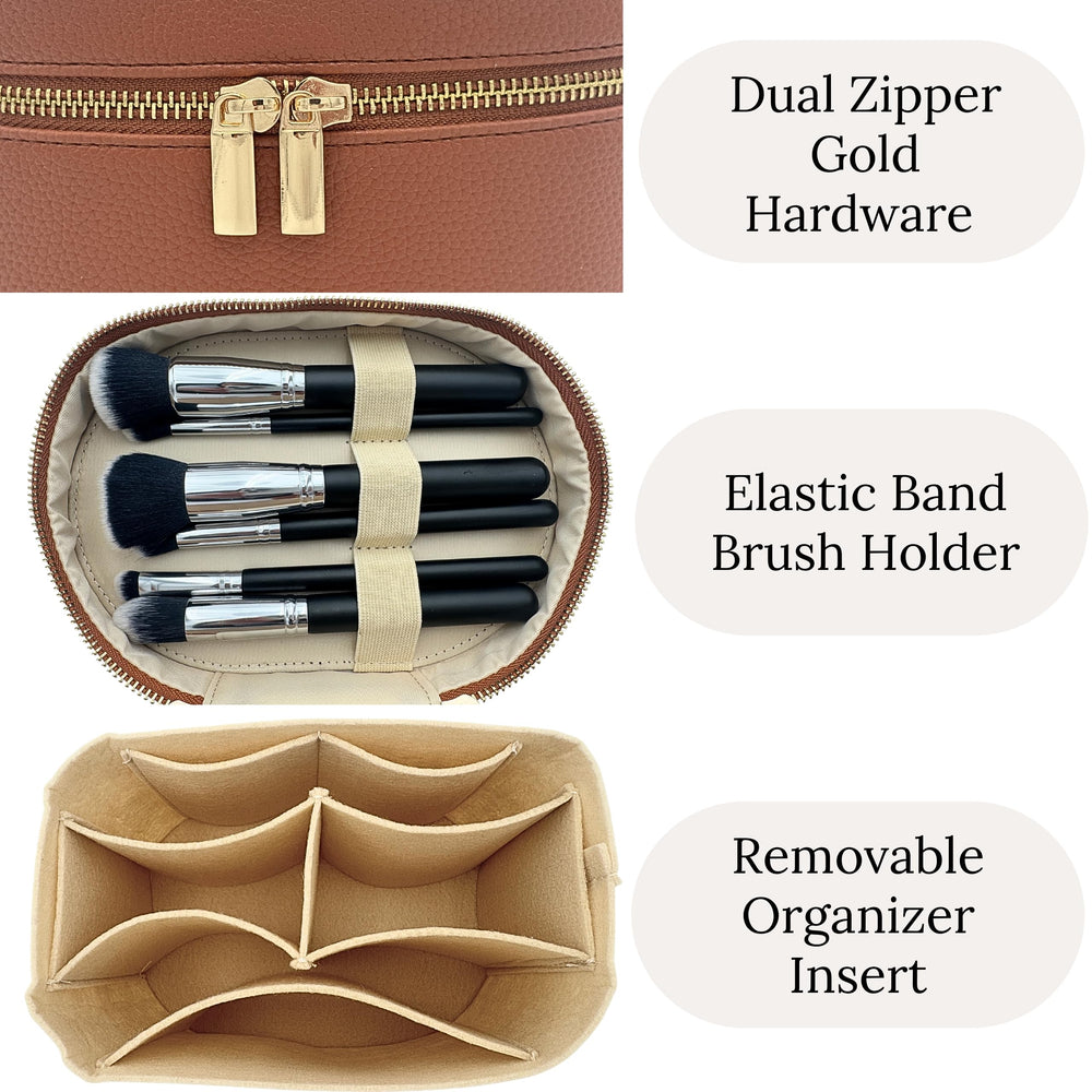 JAZD vanity case interior with removable divider for easy organization of makeup