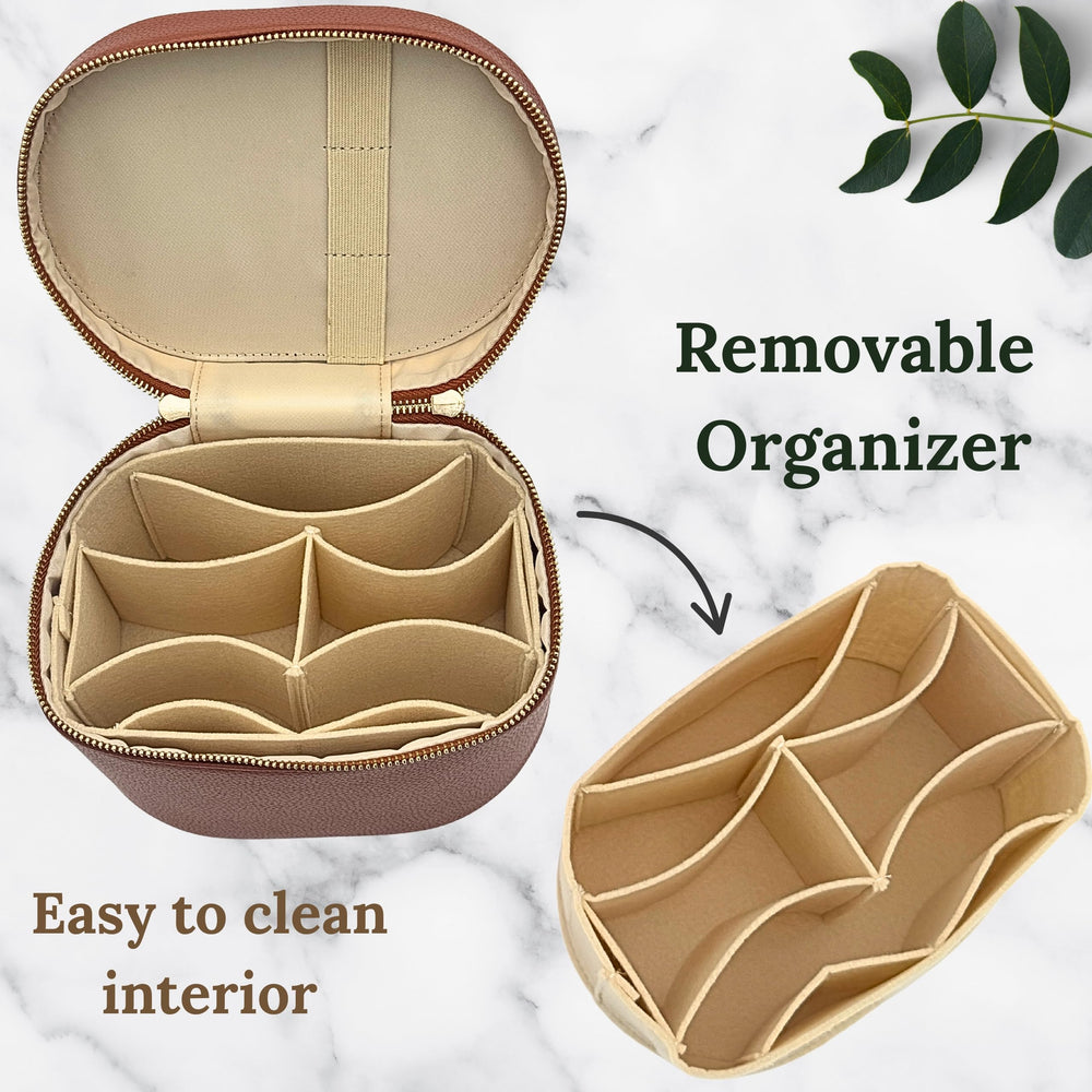JAZD vanity case zipper and water-resistant surface protect contents during travel
