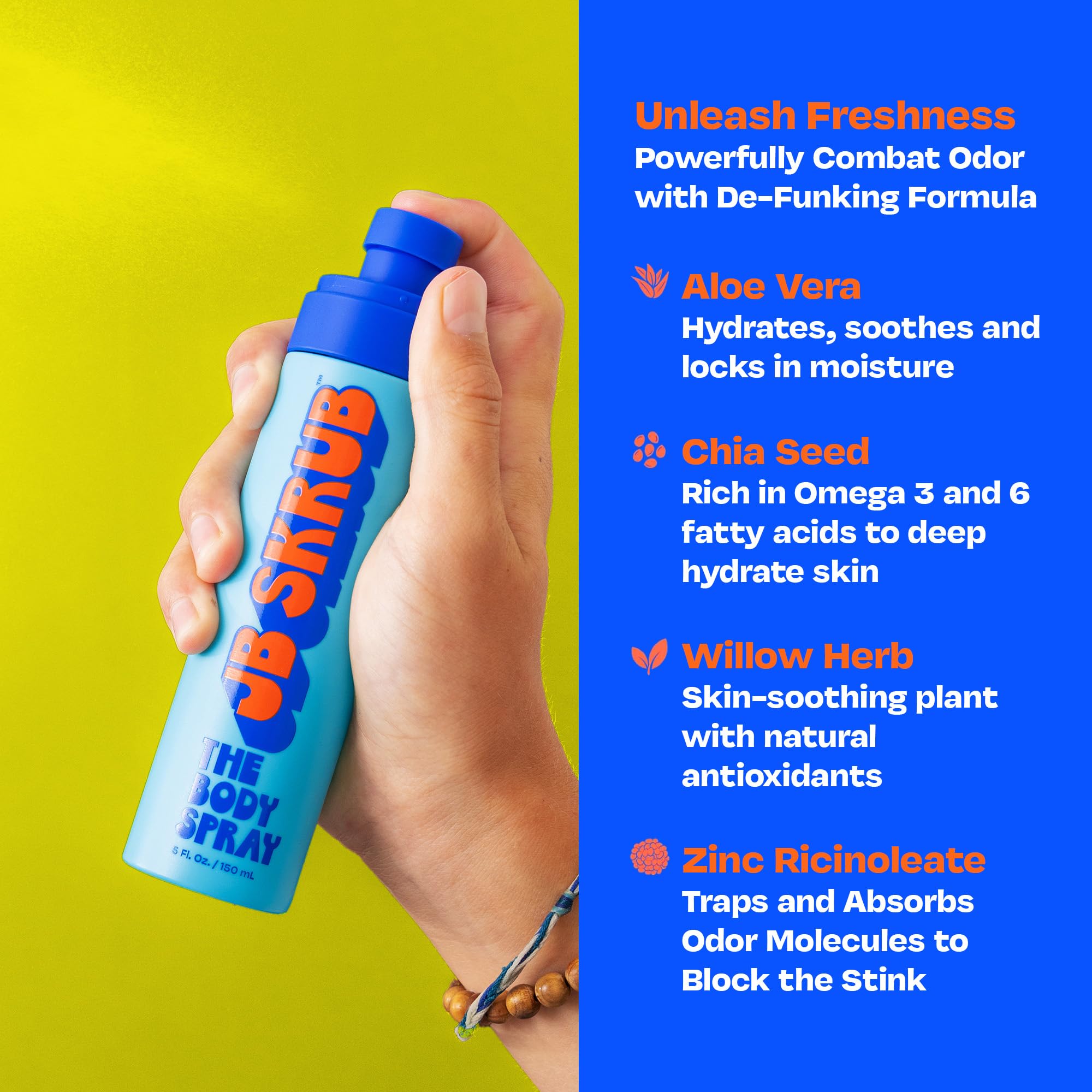 JB SKRUB bottle close-up emphasizes zinc odor-guard performance for lasting defense.
