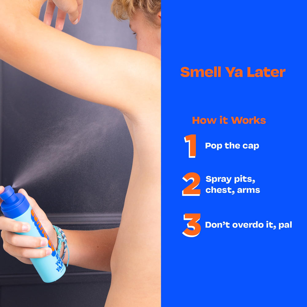 JB SKRUB travel-size spray in bag-ready pack enables on-the-go freshness.