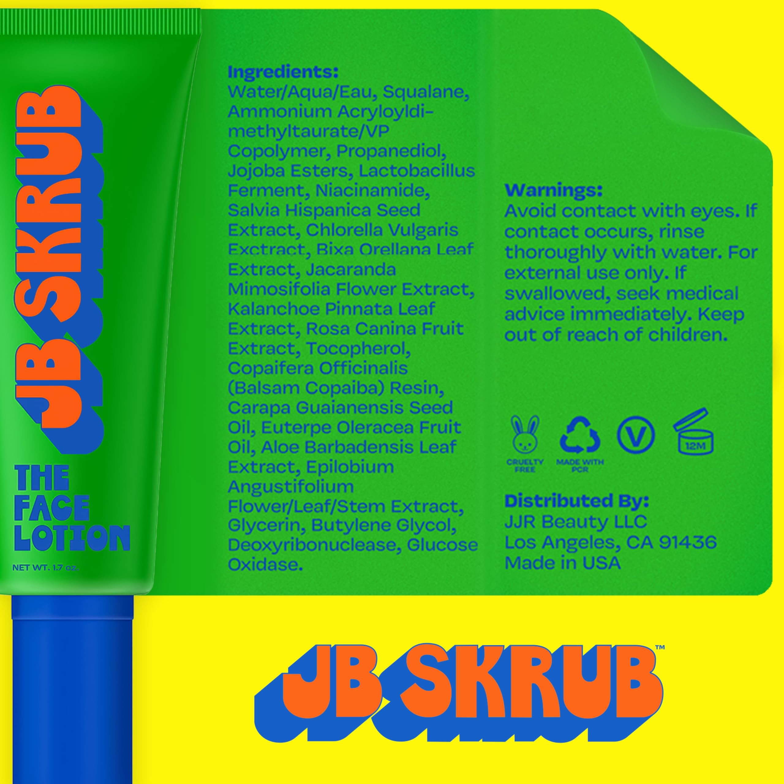 JB SKRUB The Face Lotion application on the hand—easy, mess-free morning routine.