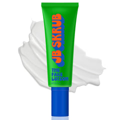 JB SKRUB The Face Lotion bottle—oil-free hydration for sensitive teen skin.