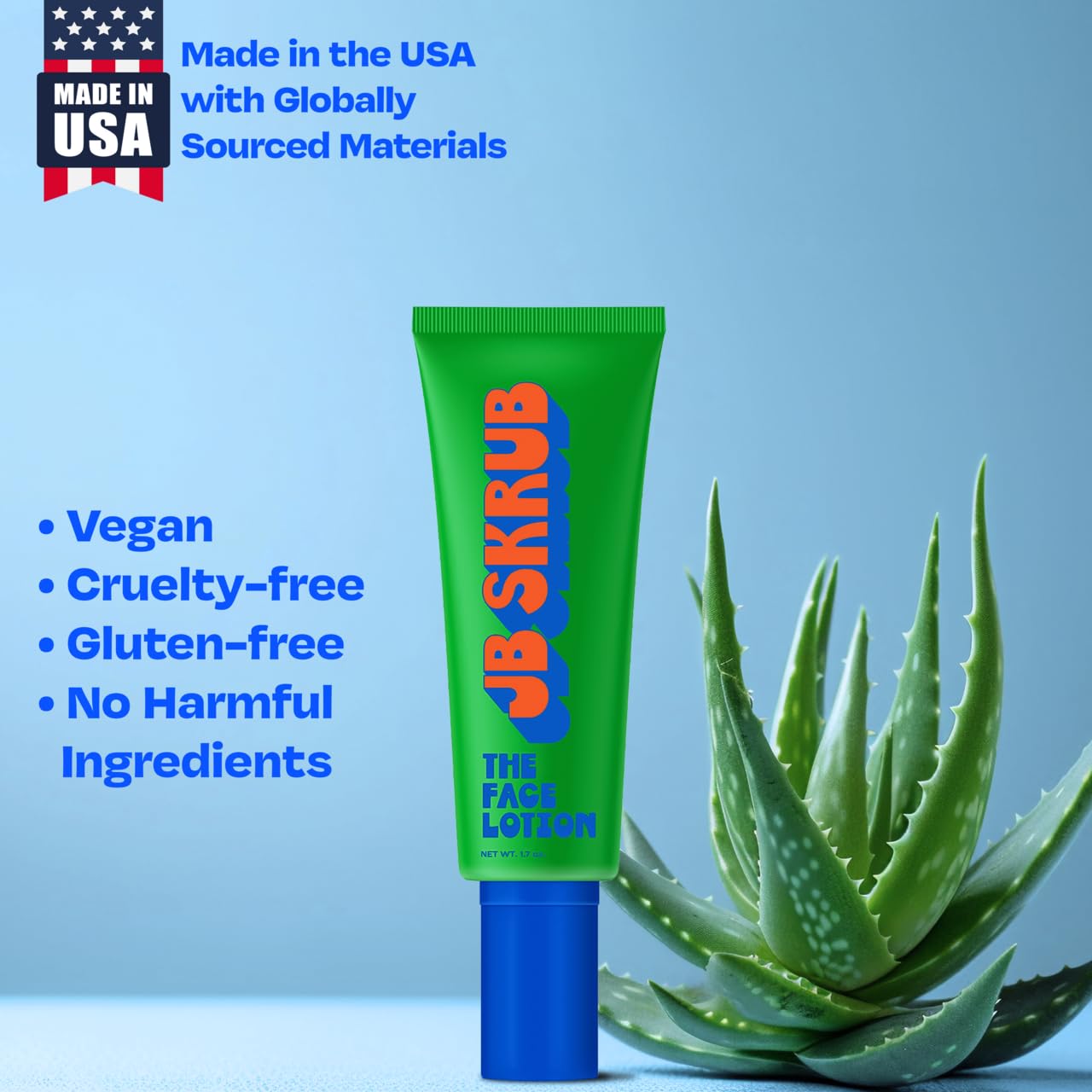 JB SKRUB The Face Lotion teen routine image—lightweight moisturizer fits daily skincare.