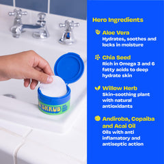JB SKRUB Face Pads teen-use scene in a school morning routine.