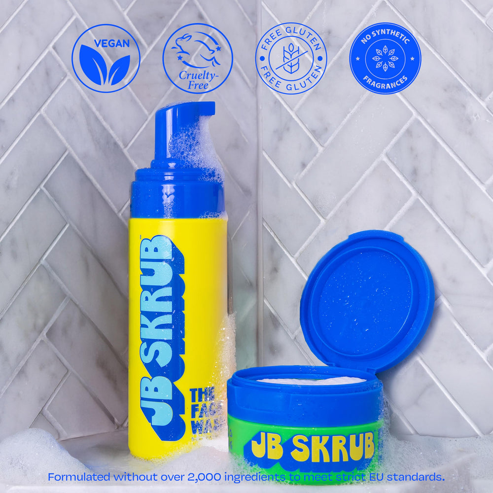JB SKRUB kids teens skincare routine scene shows easy daily steps