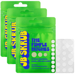 JB SKRUB pimple patches packaging close-up for discreet, travel-friendly skincare.
