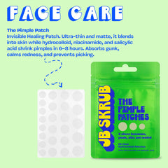 JB SKRUB pimple patches small-spot close-up for targeted, quick-acting spot care.