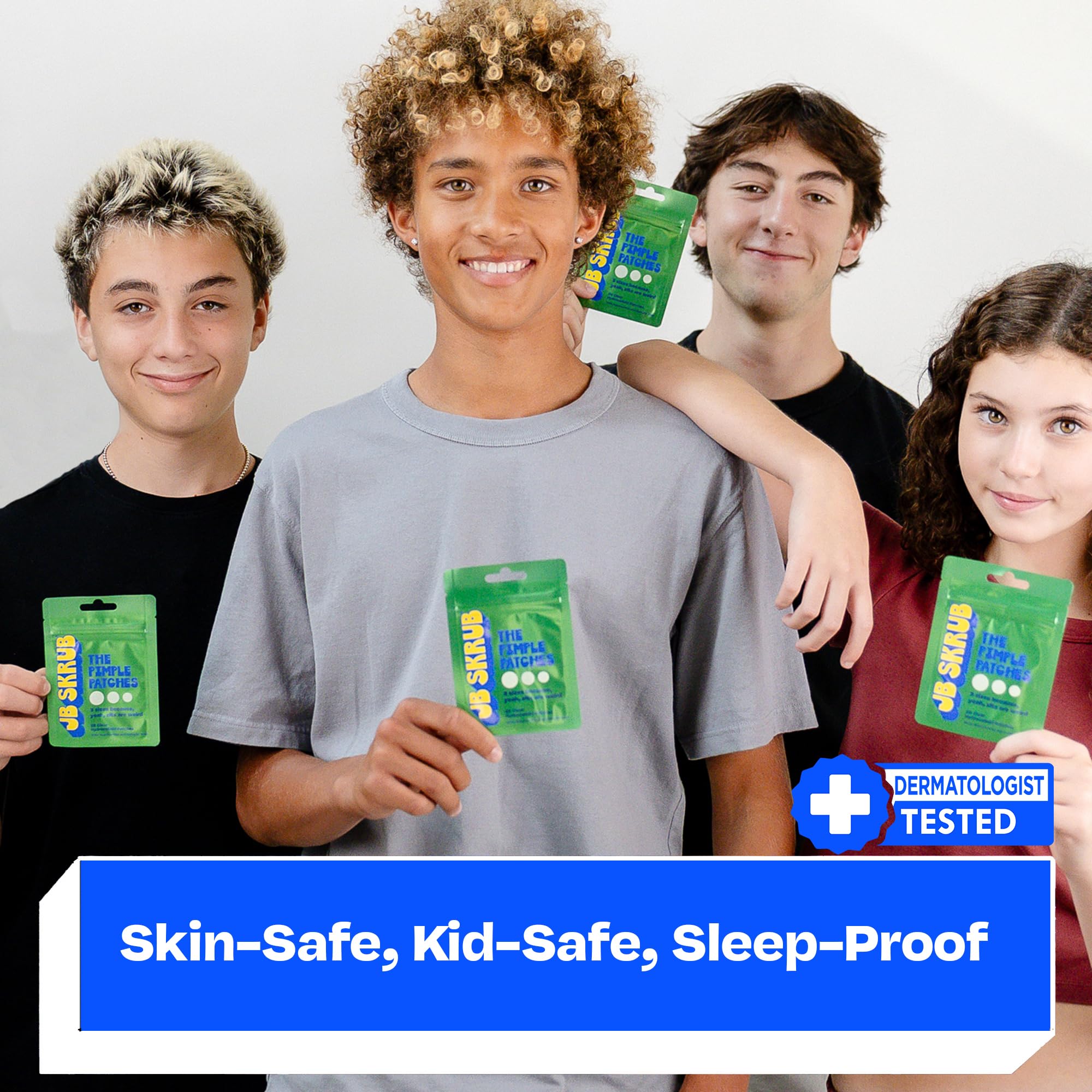 JB SKRUB pimple patches with salicylic acid and niacinamide for gentle blemish support.