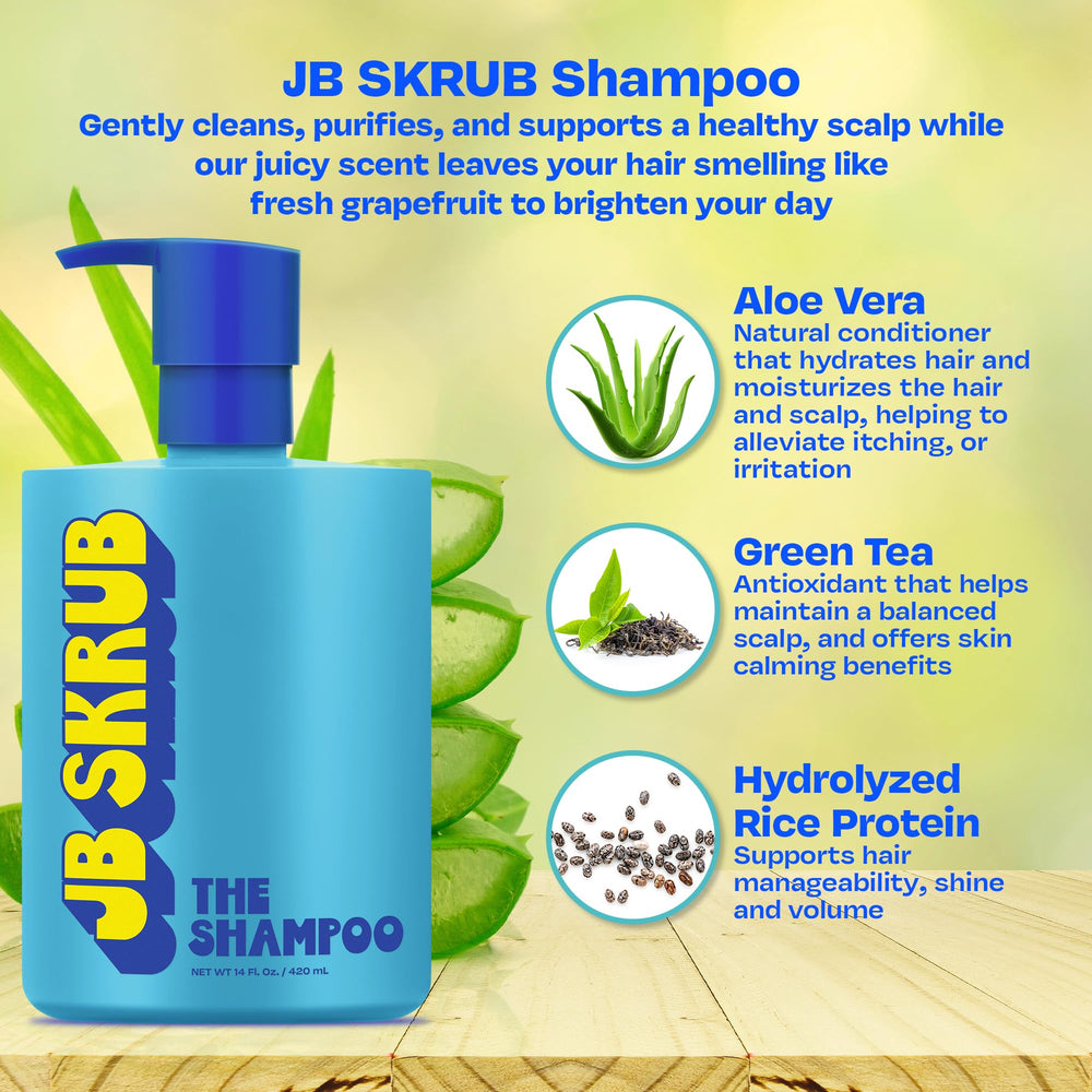JB SKRUB citrus burst label hints at bright scent and natural botanical care.