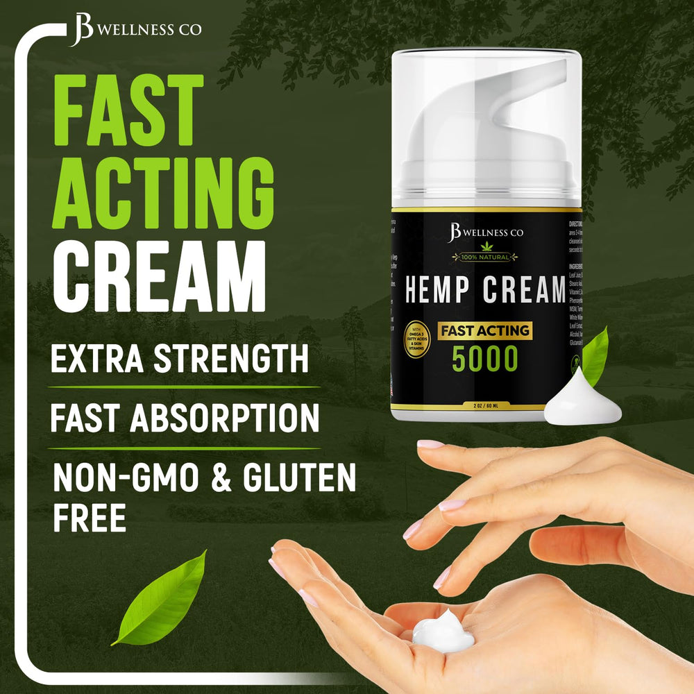 JB Wellness Co Hemp Cream 2Pack label closeup highlights premium ingredients.