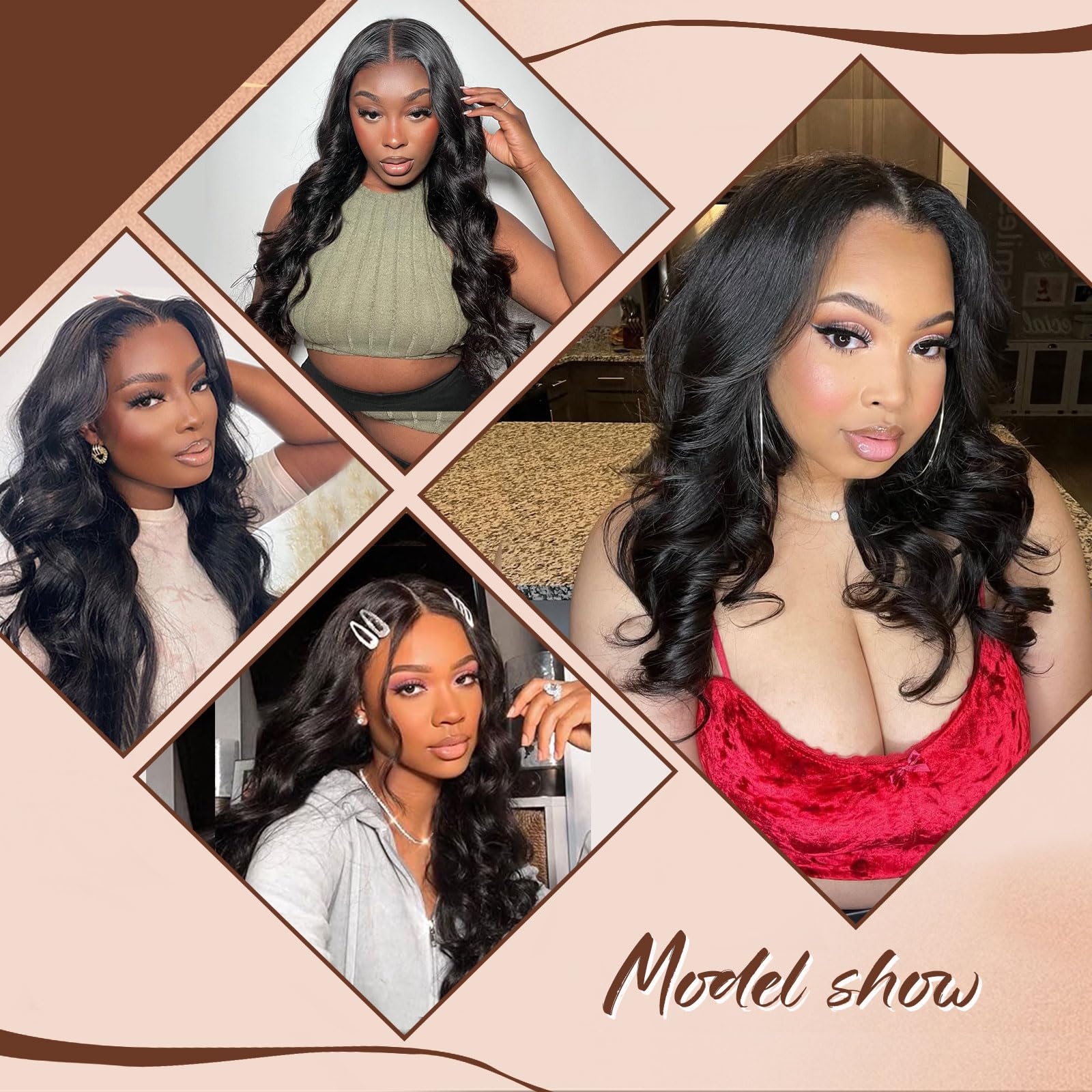 jcoolo V Part Wig 22 inch natural color suits long, voluminous looks