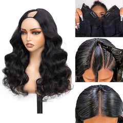 jcoolo V Part Wig adjustable drawstring cap demonstrates secure, comfortable fit