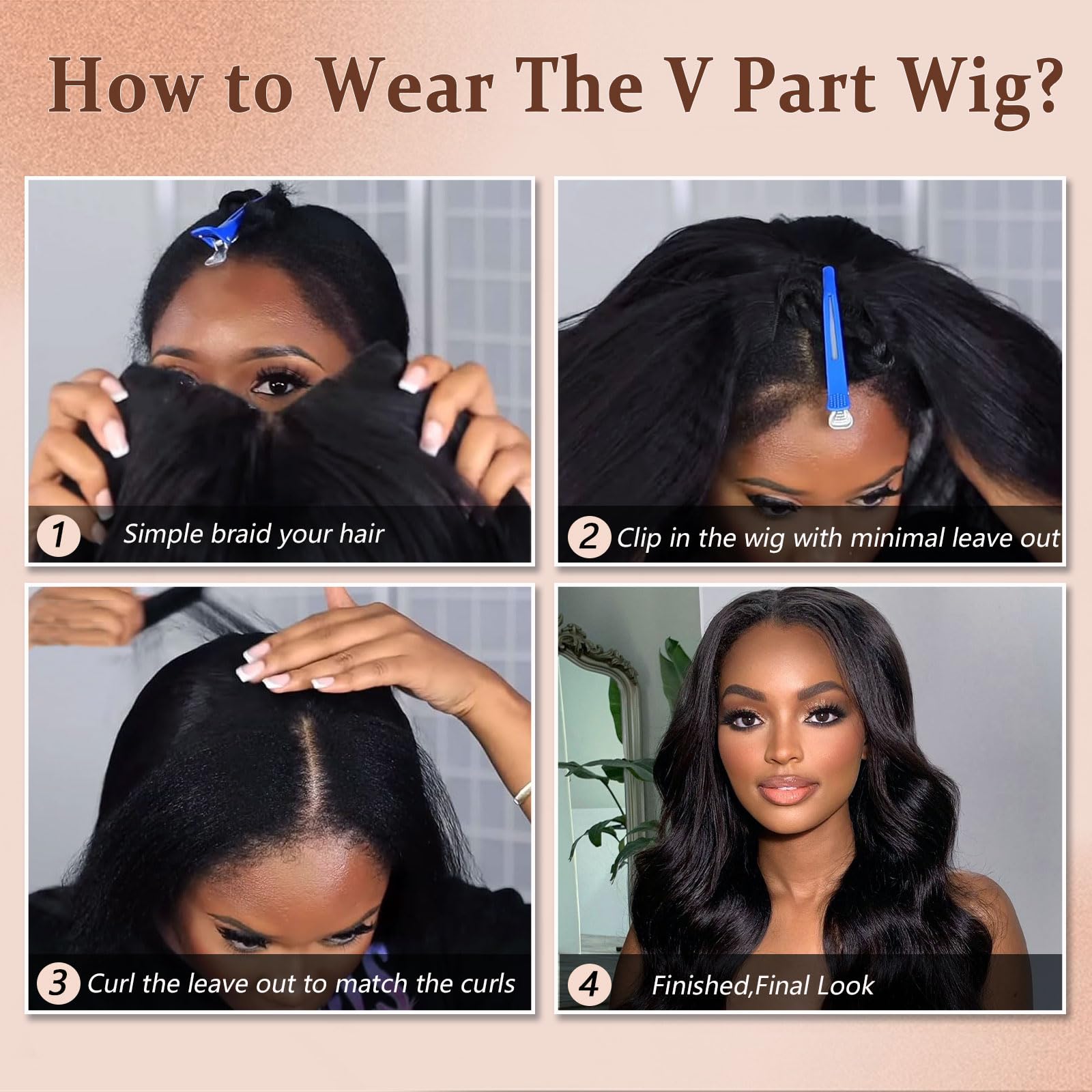 jcoolo V Part Wig Brazilian virgin hair allows easy dyeing and styling