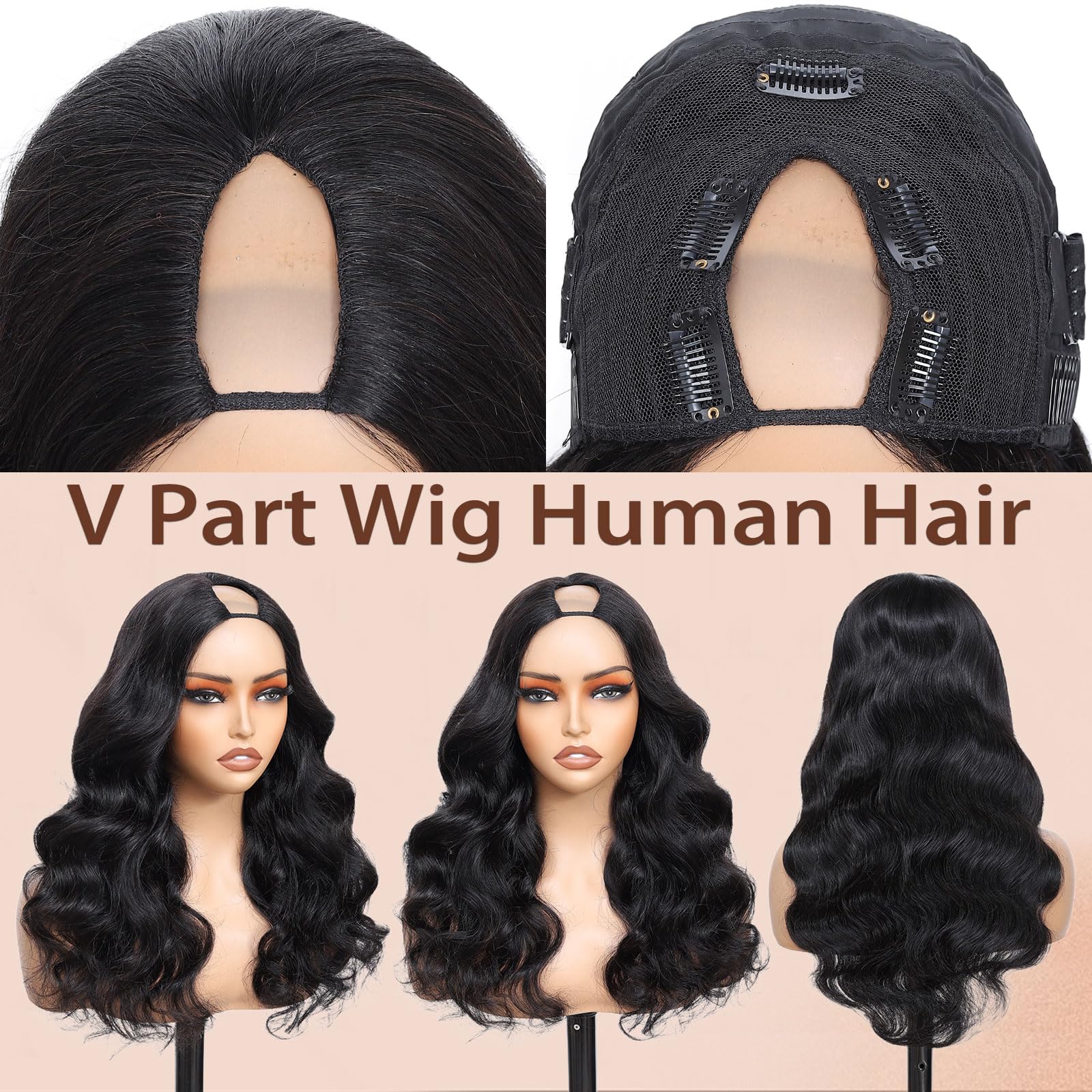 jcoolo V Part Wig three-combs five-clips secures hair for reliable activity