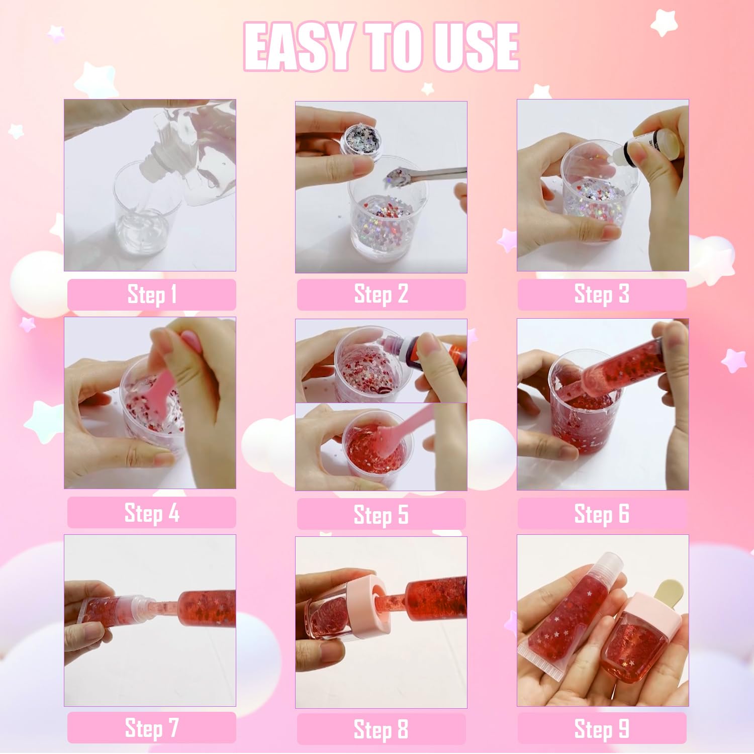 Jcoos lip gloss crafting in progress, a fun activity for teens