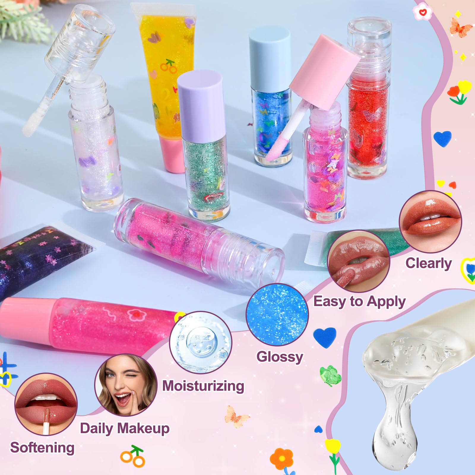 Jcoos lip gloss supplies ready for creative DIY projects.