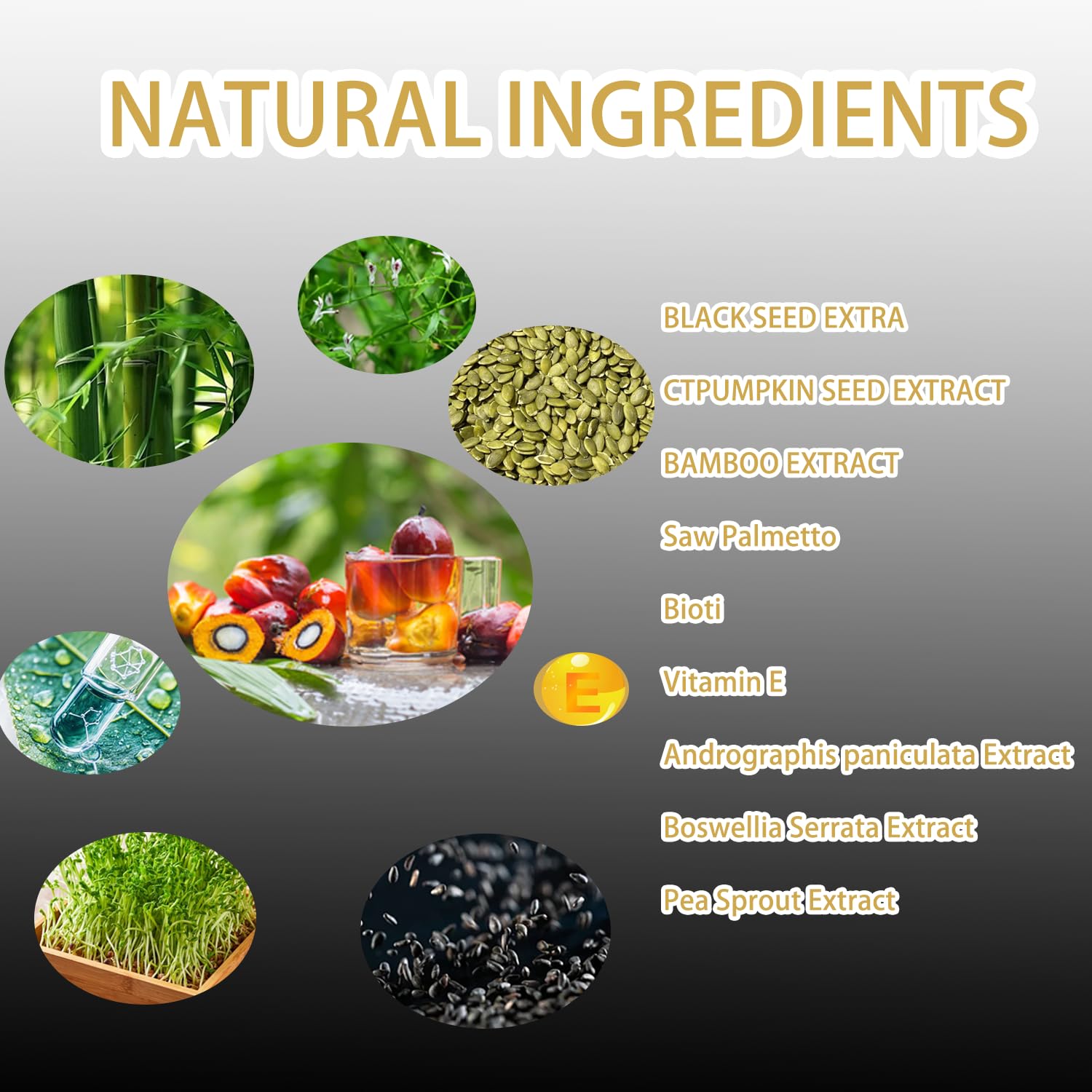 JcuffJ Lumin Root Revive ingredient graphic highlights Biotin and Saw Palmetto benefits.