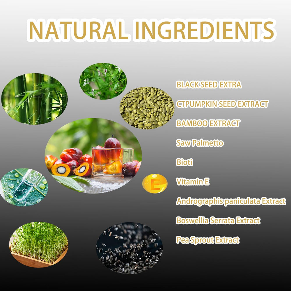 JcuffJ Lumin Root Revive ingredient graphic highlights Biotin and Saw Palmetto benefits.
