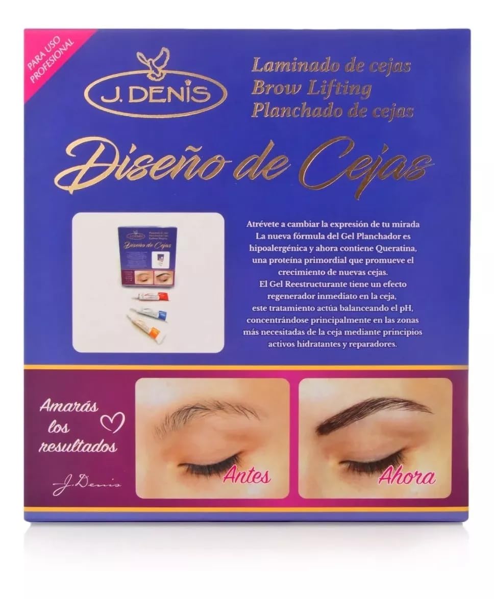 J Denis Eyebrow Design Kit tools organized for easy at-home brow shaping sessions.