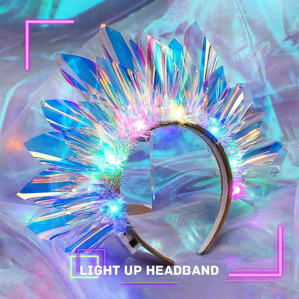 JEAIRTS Light Up Headband – side view, sleek silhouette for comfortable all-night wear and showy accents.