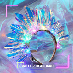 JEAIRTS Light Up Headband – side view, sleek silhouette for comfortable all-night wear and showy accents.
