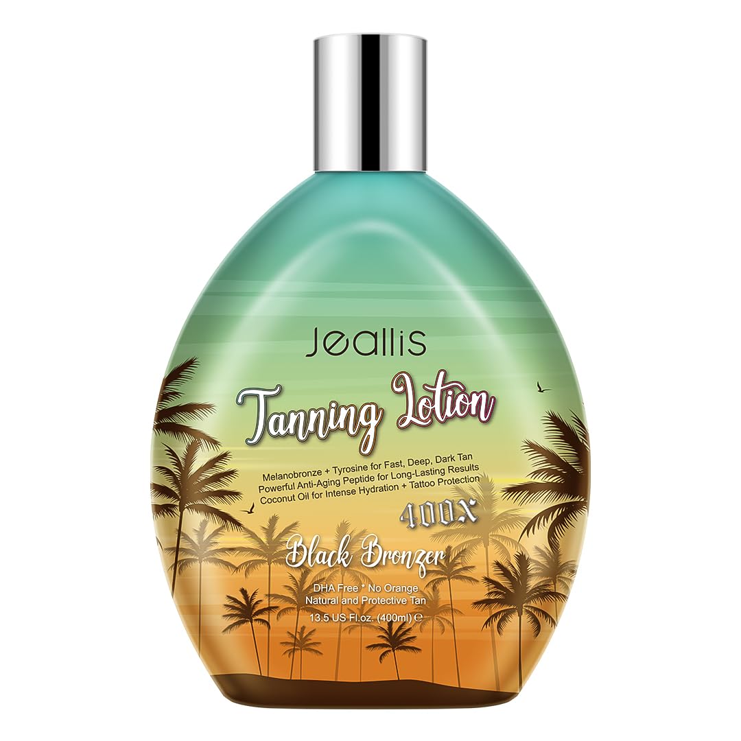 Jeallis Extreme Dark Tanning Lotion bottle front for faster, deeper tan possibilities.