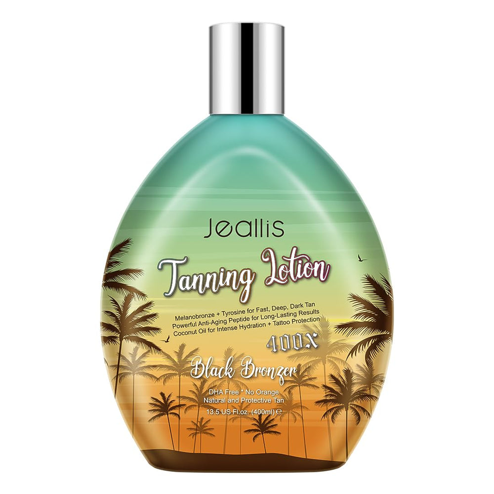 Jeallis Extreme Dark Tanning Lotion bottle front for faster, deeper tan possibilities.