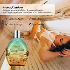 Jeallis Extreme Dark Tanning Lotion texture closeup suggests easy, even application.