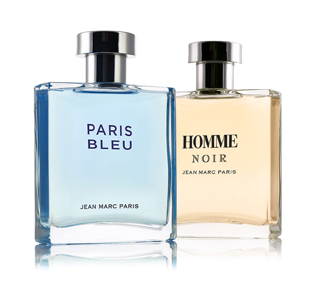 Jean Marc Paris Homme Noir back-of-bottle detail highlights elegant silhouette for premium presentation
