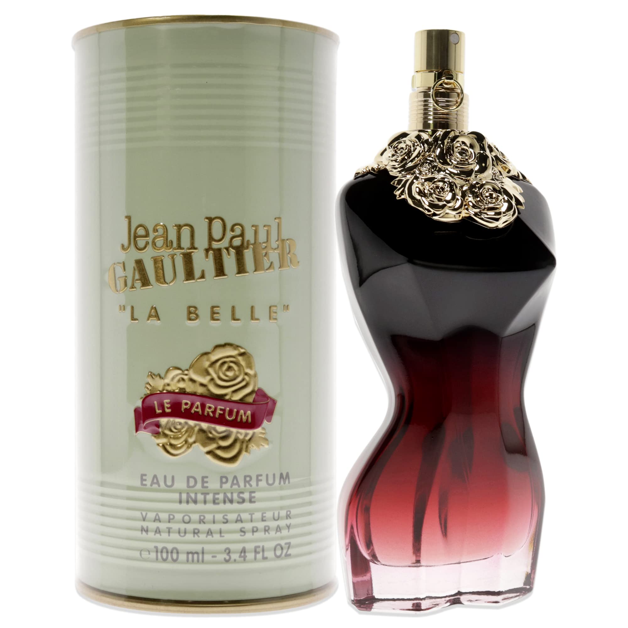 Jean Paul Gaultier La Belle Le Parfum bottle pour demonstrates long-lasting scent for daytime wear.