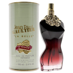Jean Paul Gaultier La Belle Le Parfum bottle pour demonstrates long-lasting scent for daytime wear.