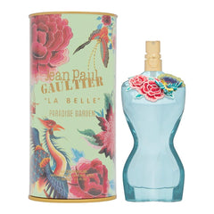 Jean Paul Gaultier La Belle Paradise Garden bottle showcases tropical floral scent for day-to-night wear.