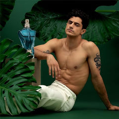Le Beau geranium note image with Jean Paul Gaultier, vibrant heart for modern masculinity.