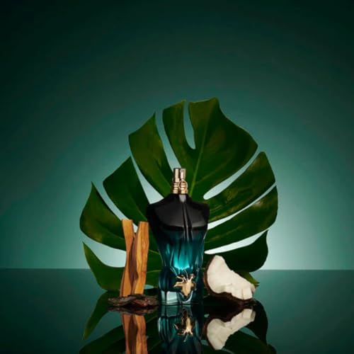Jean Paul Gaultier Le Beau Intense bottle closeup with gold accents, premium fragrance visual appeal