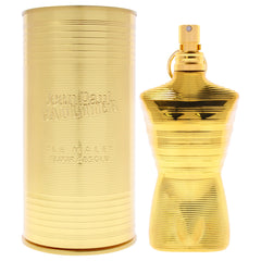 Jean Paul Gaultier Le Male Elixir Absolu Intense bottle shot highlights the rich woody notes for lasting presence.