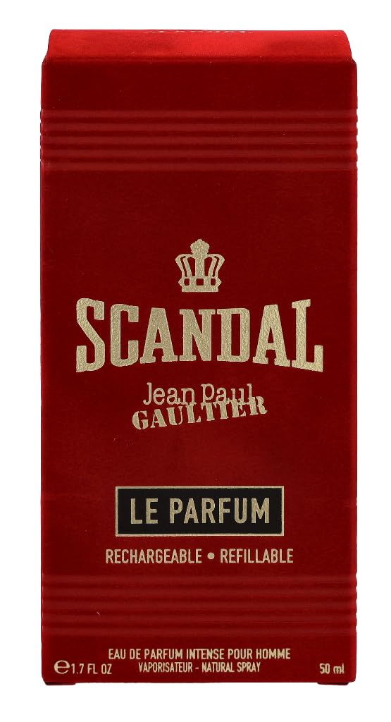 Jean Paul Gaultier Scandal Pour Homme Le Parfum packaging hints at luxury and scent longevity.