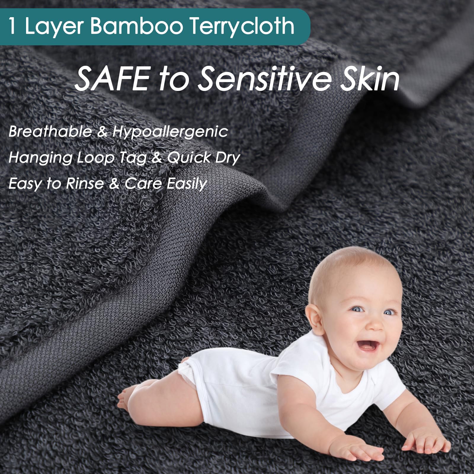 JEFFSUN Wash Cloths easy-clean look suggests simple cleanup and low stains.