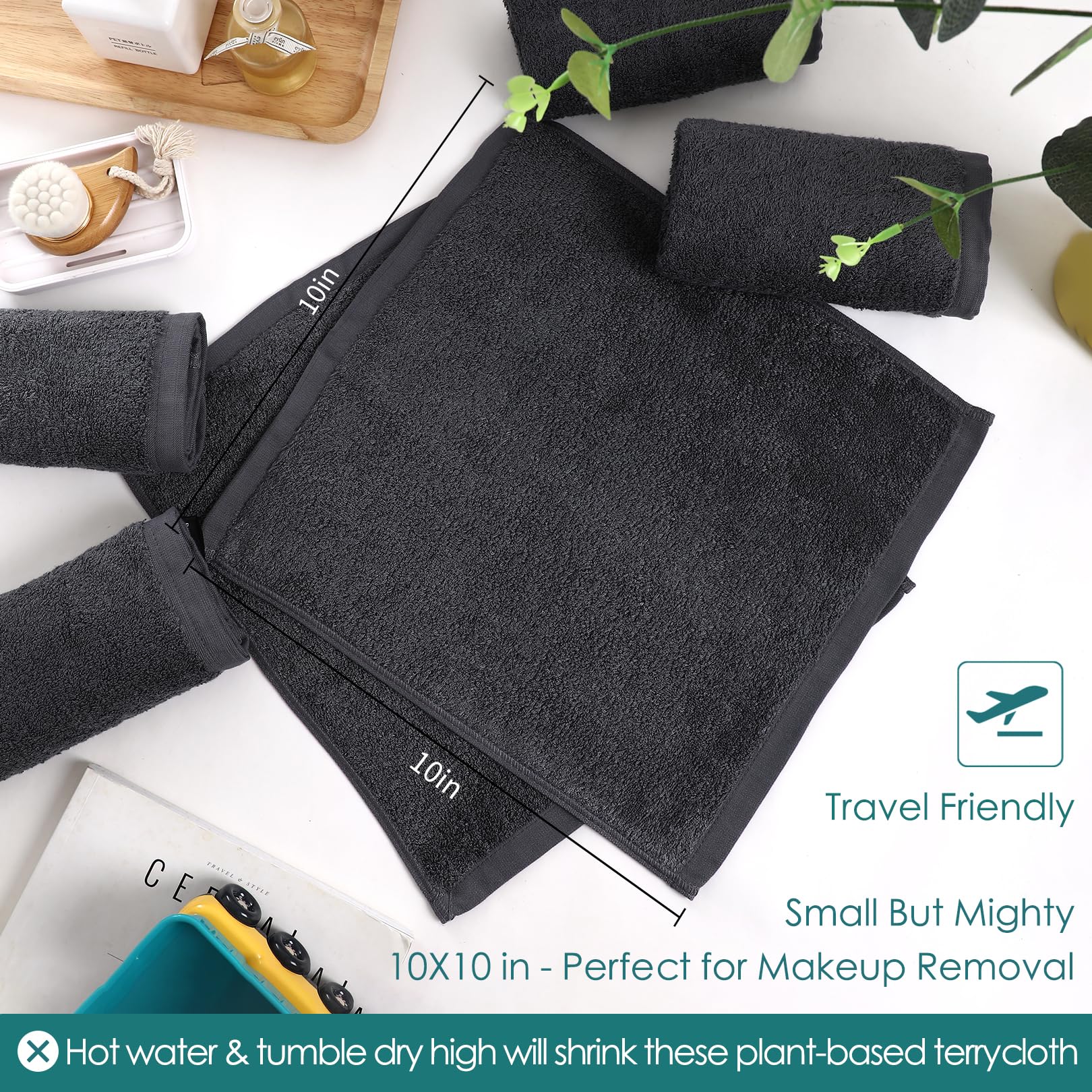 JEFFSUN Wash Cloths grey-color design suits everyday bathroom routines.