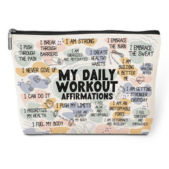 Jeilink bolsa maquillaje afirmaciones diarias, frente decorativo, ideal para uso diario.