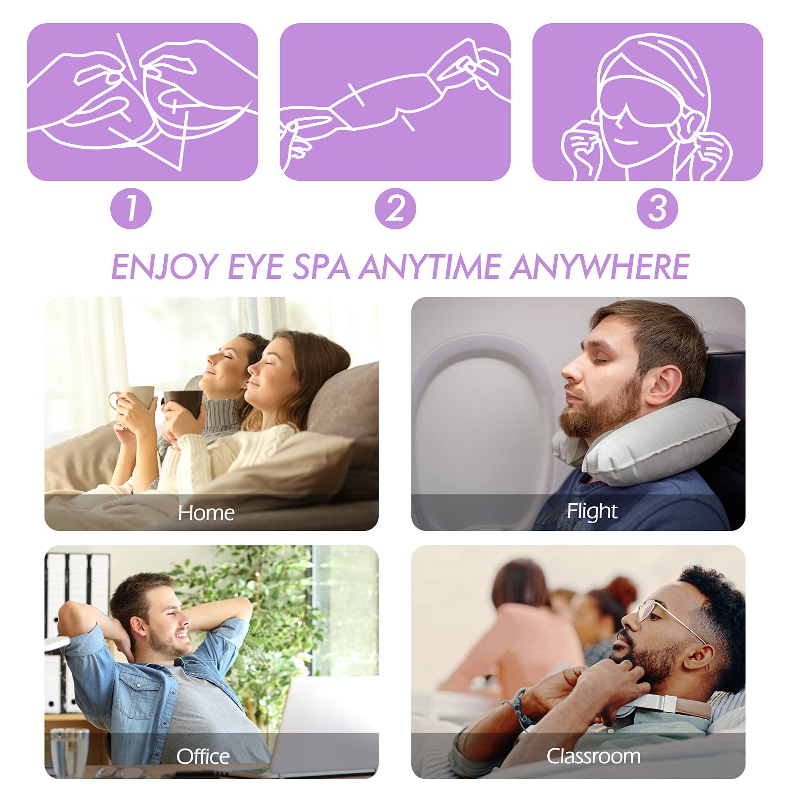 Jekeno Steam Eye Mask lavender packaging conveys relaxing self-heating benefits.