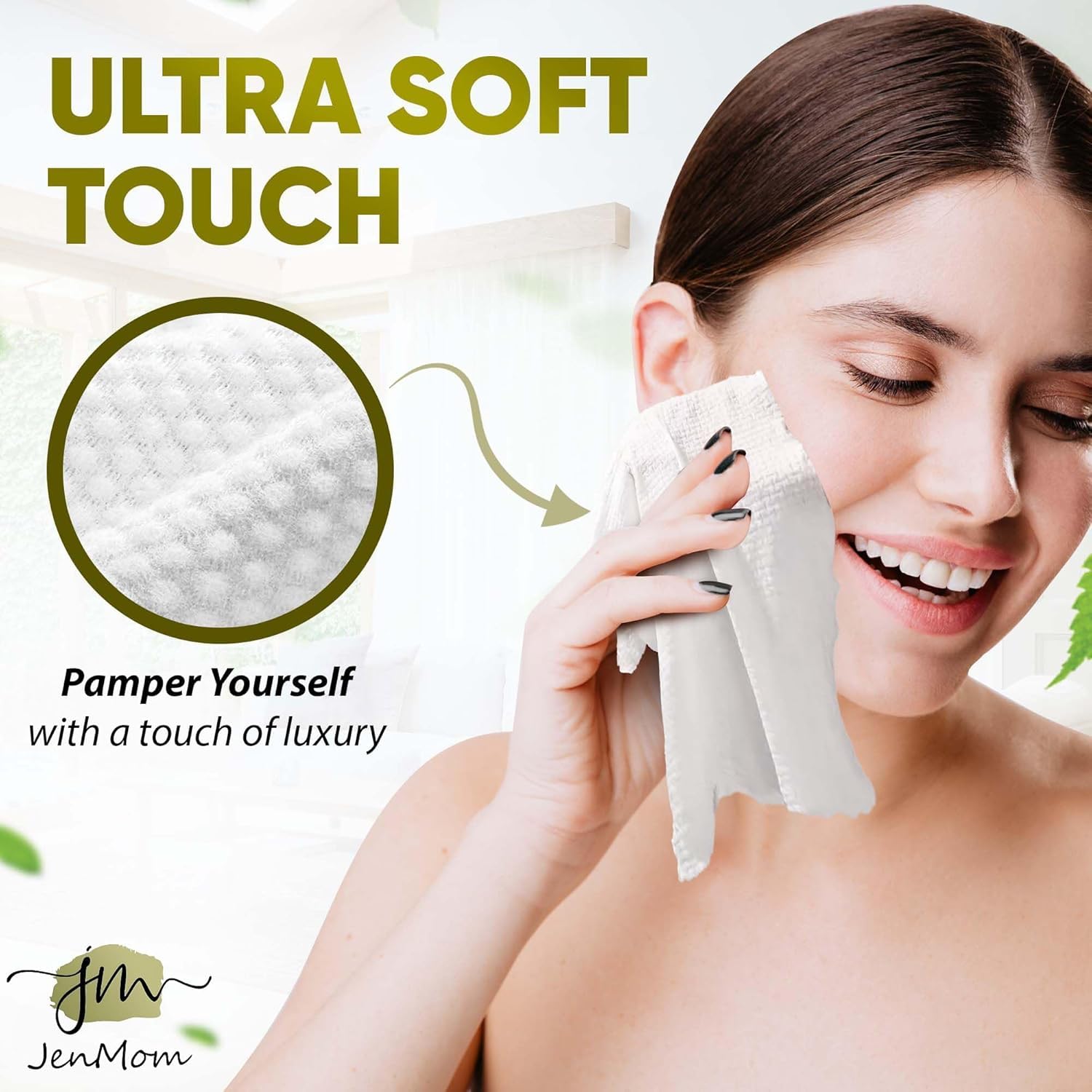 JenMom XL disposable face towels dual-texture for gentle makeup removal and cleansing