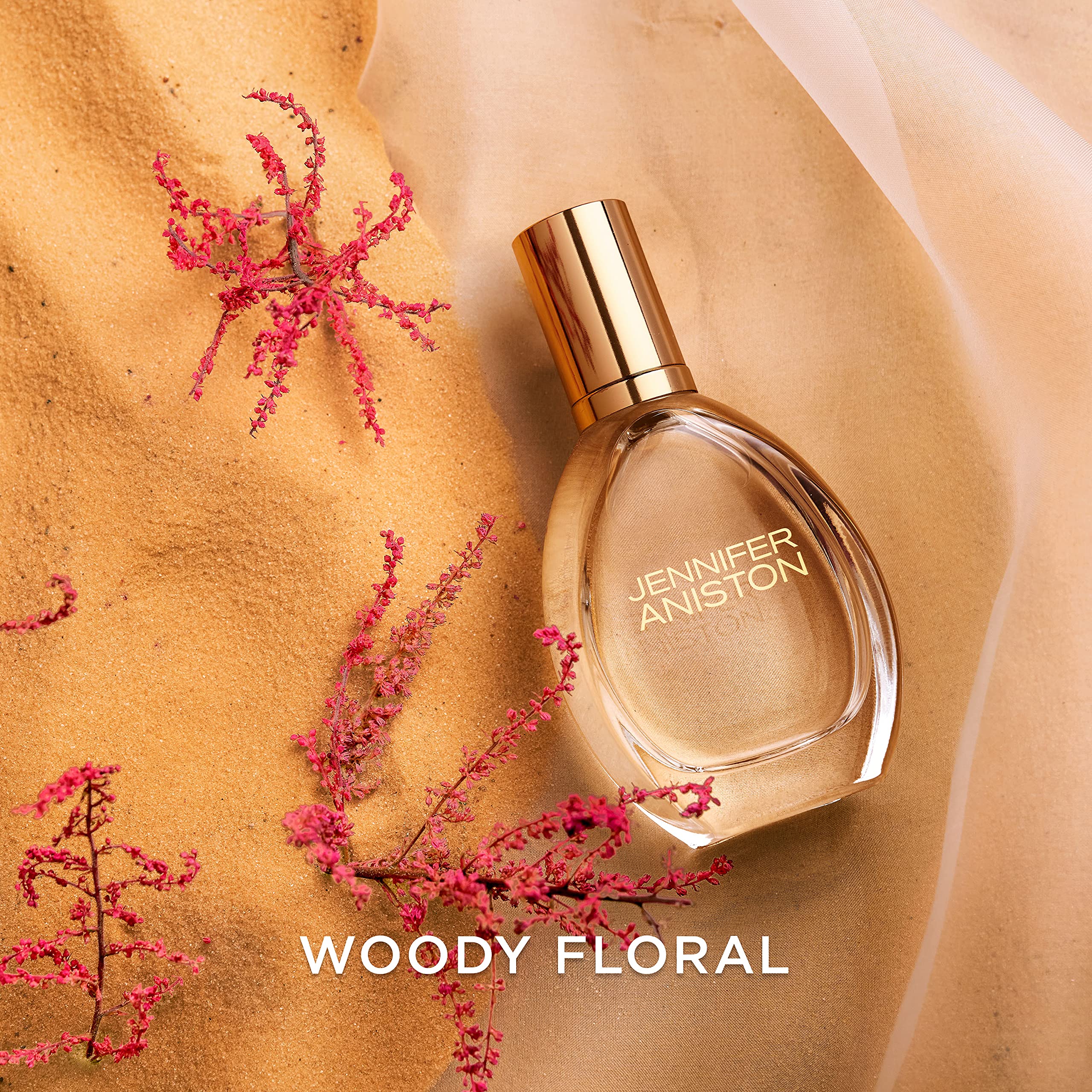 Jennifer Aniston Solstice Bloom dawn glow shot emphasizes fresh start fragrance moment.