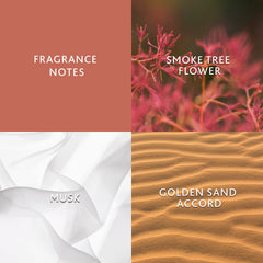 Jennifer Aniston Solstice Bloom woodsy warm amber detail evokes sunlit warmth and glow.